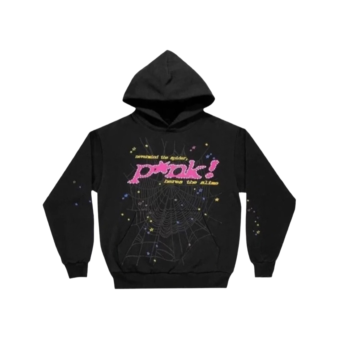 Sp5der P*nk Hoodie Black – Legendary Smoke